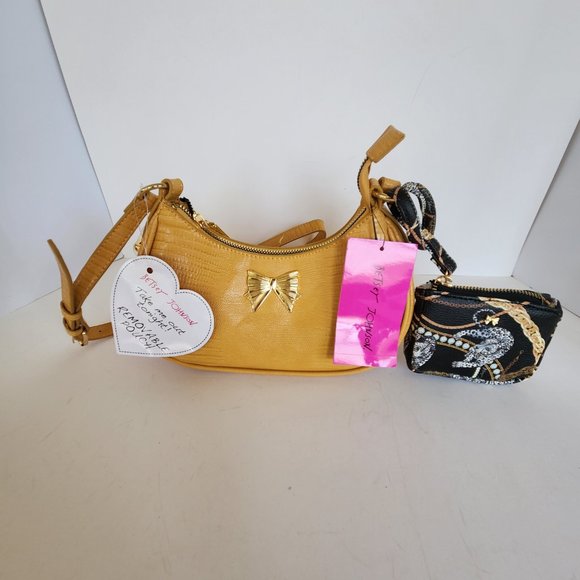 Betsey Johnson Yellow Crescent Crossbody with Removable Wristlet Pouch - NWT - Picture 2 of 14